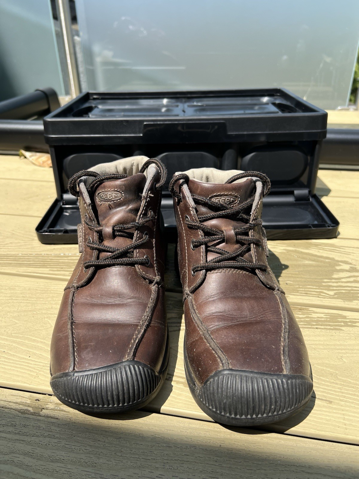 Stivaletti Keen uomo Reisen Chukka in pelle taglia 7 in pelle in ottime condizioni