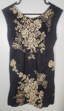 J. Crew Women's Sz. 0 Embroidered Floral Sleeveless Short Grey Dress
