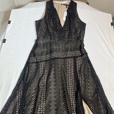 NWT White House Black Market Dress SL Eyelet Maxi Slit Formal Gown Size 12