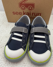 See Kai Run Alex Navy Canvas Hook Loop Sneaker Unisex Toddler KSN400U230 Sz 9