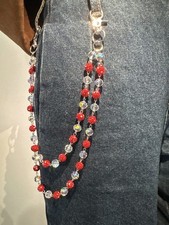 Multicolor Hip Hop Waist Chain Rhinestone Red Ball Beads One Size