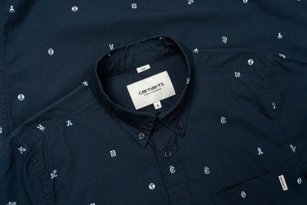 Men Carhartt Shirt Navy Cotton 36 / S / 44