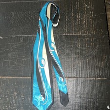 M Gian Mario Necktie Turquoise, Black, Cream, White Geometric Design, Necklace