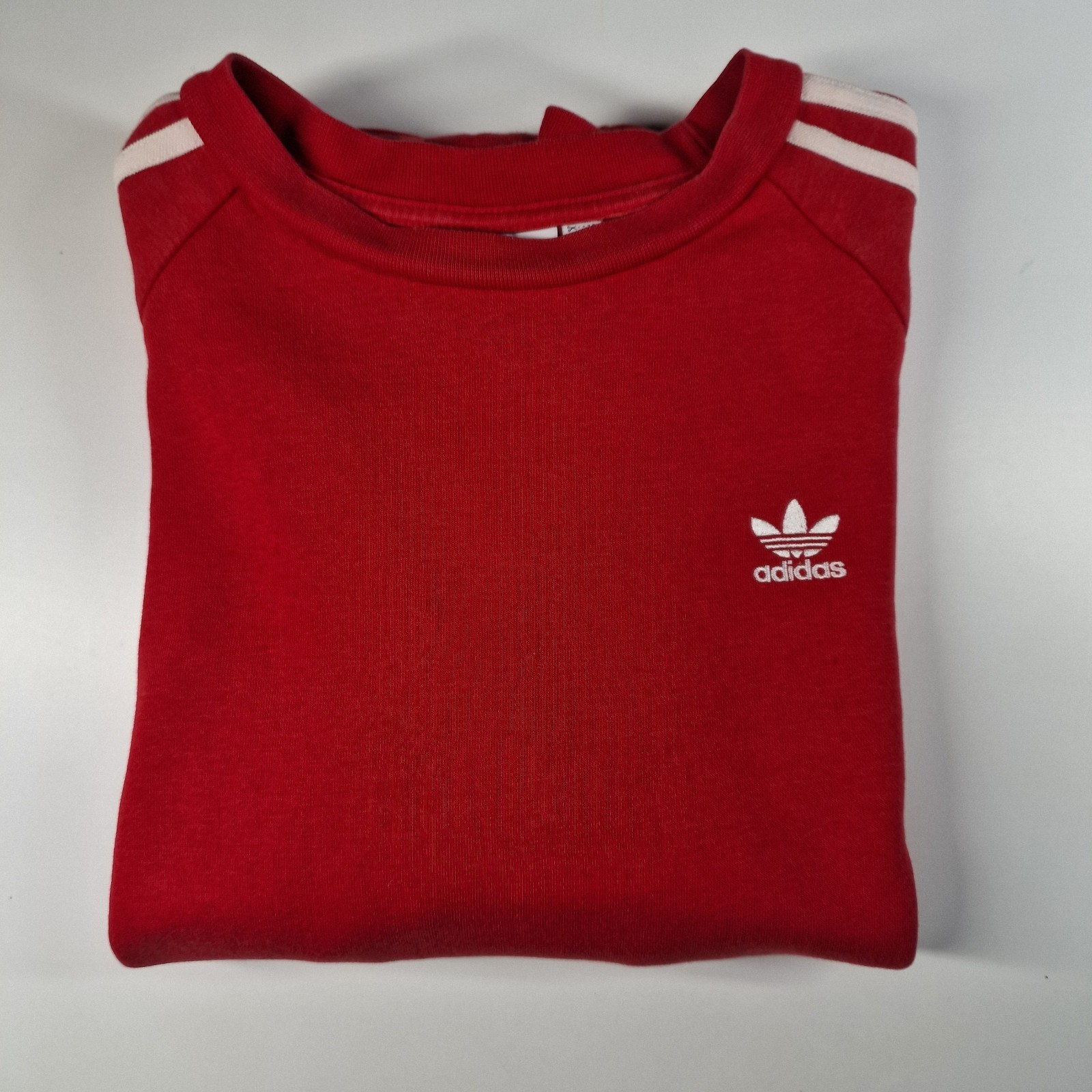 Adidas Originals 3 Stripe Crewneck Sweatshirt Red Mens Medium Trefoil Retro thumbnail 15