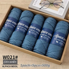 Alpaka Wolle Alpaca 5 x 100g 500g NS 4-5mm Strickgarn weich zum Stricken blau