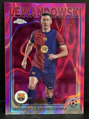 2024-25 Topps Chrome UCC Barcelona Robert Lewandowski Pink Lava