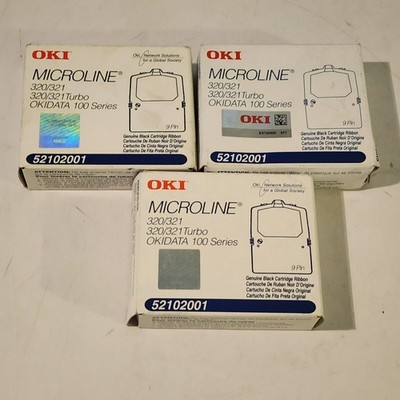 OKI Microline 52102001 Black Cartidge Ribbon Set Of 3 Genuine New Sealed