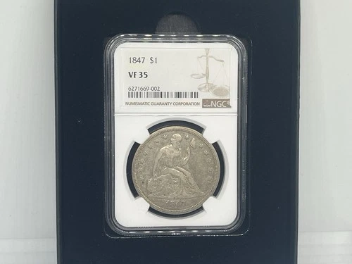 1847 Seated Liberty Dollar NGC VF35 with Box