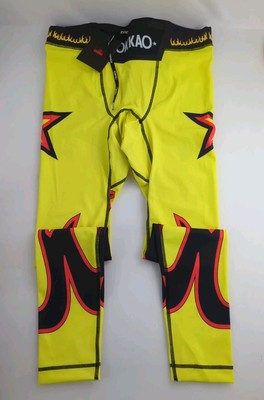 YOKKAO Scratch-Kompressionshose in Gelb (Größe S) Style Flames NEU!!!