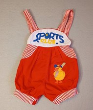 Vintage 18 Month Children's Romper Red Striped Duck Sports Club Boys Romper