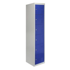 6-Door Metal Lockers 45cm Deep Steel Gym Storage Lockable Blue Flatpack School