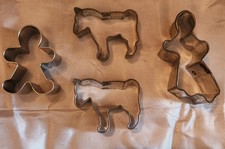 4 Miniature Cookie Cutters Ginger Bread Man, 2 Horses, Angel 