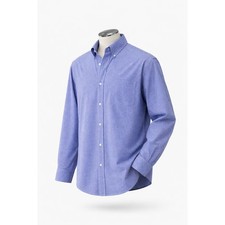 Nautica Mens Blue White 17L Gingham Button Down Shirt Long Sleeve Cotton Blend