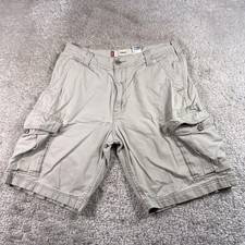 Vintage Levis Cargo Shorts Mens 33 Beige Canvas Relaxed Pockets 10 Inseam Y2K