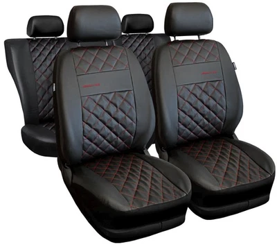 Housses de Sièges Universelles Similicuir compatibles aux Auto Fiat 500L ROUGE - Photo 1/4