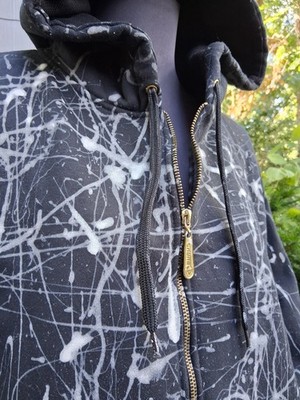 DURUS WORKWEAR Black ''Splatter Paint'' Drawstring Hooded Sweatshirt L