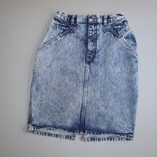 Vintage 1980s Zena 1990s Skirt Acid Wash Denim 9 Made In USA Measures 24"