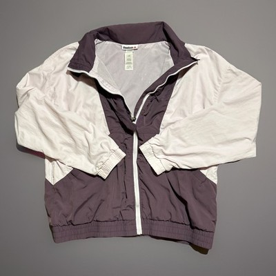 Reebok Full Zip Focus Track Jacket Front Flap Y2K Purple Size Large