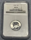 1954 25C Washington Quarter Coin MS66 90% Silver NGC Graded MS66 See Photos!!