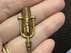 Microphone Charm Embellishment Vintage Brass Metal Stamping  — photo 1
