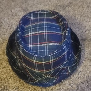 Plaid Fedora Hat Blue Multicolor Unisex Adults Size M/L Tartan Pattern
