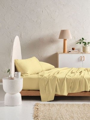 Linen House Augusta Sheet Set (Daffodil) - King Single King Single: 180cm x 270c