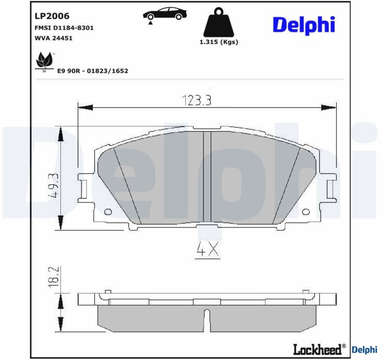 Delphi Bremsbelagsatz Vorne Lp2006 - Bild 2