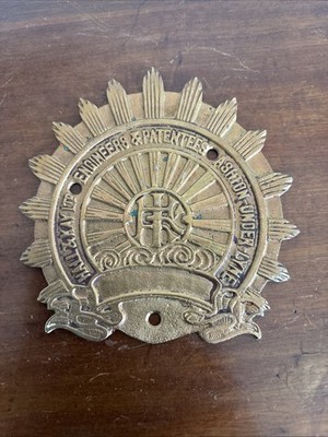 Vintage Hall & Kay Ashton Under Lyme Feuerwehringenieure Messing Plakette