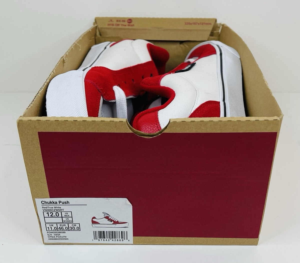Vans Men\'s Chukka Push Red True White Canvas Suede shoes Size 11.5 NIB Suede Vans Chukka Red Vans Suede Chukka Low Pro Men main image 2