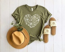Flower Heart T-Shirt  Flower Shirt  Wildflowers T-Shirts   Botanic Shirt  Plant