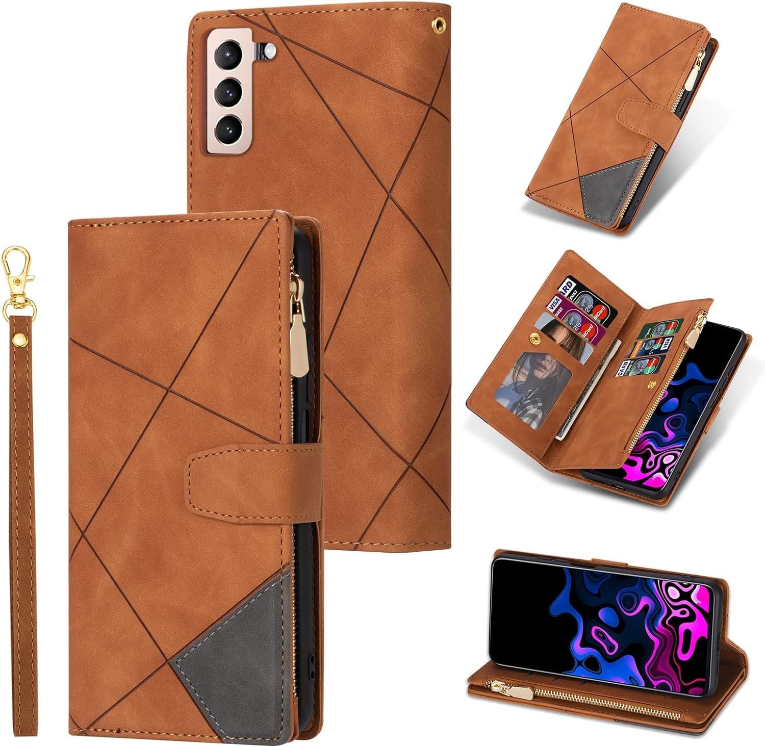 Coque Samsung S24 FE 5G Etui Cuir PU Protection Clapet Portefeuille Rabat Vintage
