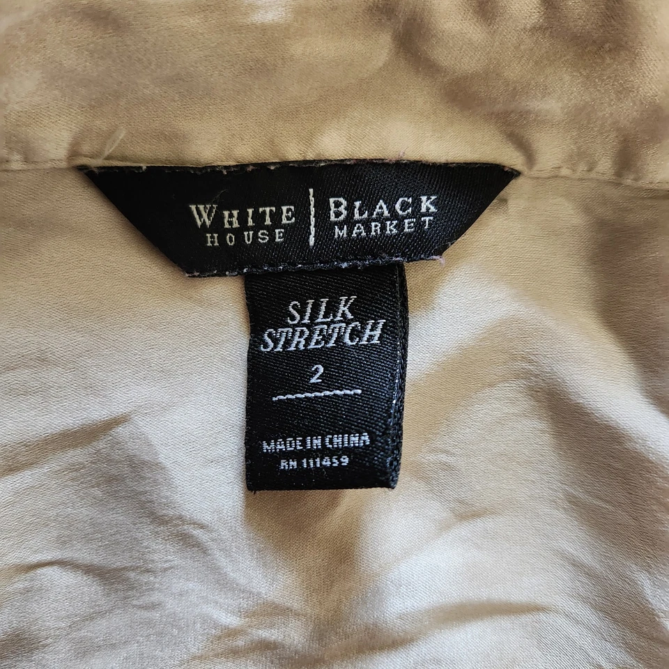 Camisa de Vestir Casa Blanca Mercado Negro Mezcla Seda Volantes Abotonada Talla 2 Champagne Foto 3 de 4