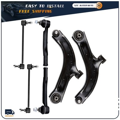 6 PCS Front Lower Control Arms Sway Bar Links Tie Rods Fits Nissan Cube Versa
