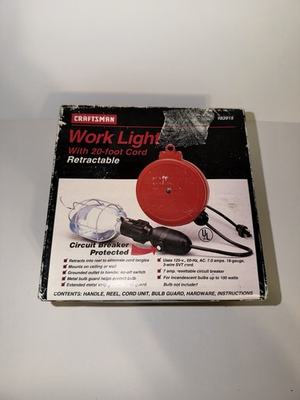 #ad Craftsman Model 983915 Shop Work Light 20ft Retractable Cord Brand New $29.99