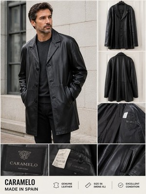 Men s Leather Overcoat Brand Caramelo From Spain Size 56/US Size 46 XL