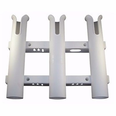Marpac Poly 3 Rod Rack Pole Holder w/ Rail Tool Storage Marine Fishing ...