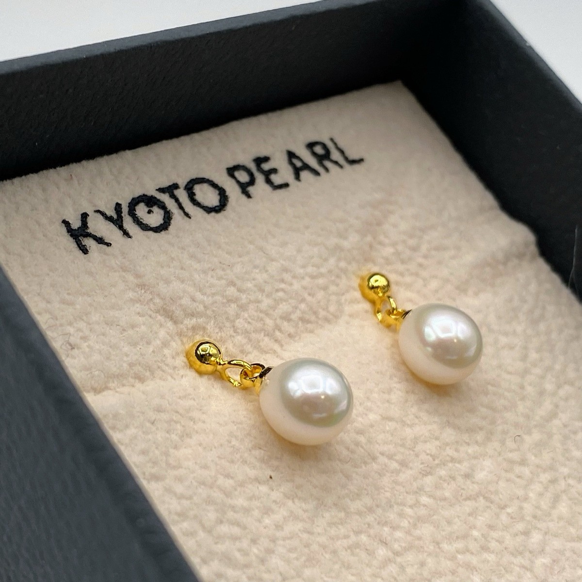 Freshwater Pearl and Ball Drop Stud Earrings 18K Gold Plated