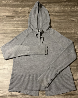 Athleta Verona Merino Wool Blend Hoodie Pullover Sweater Size XS Gray 352965-01
