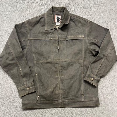 Vtg Damani Dada Denim Jacket Mens L Gray Y2K 90's Hip Hop Full Zip Grunge