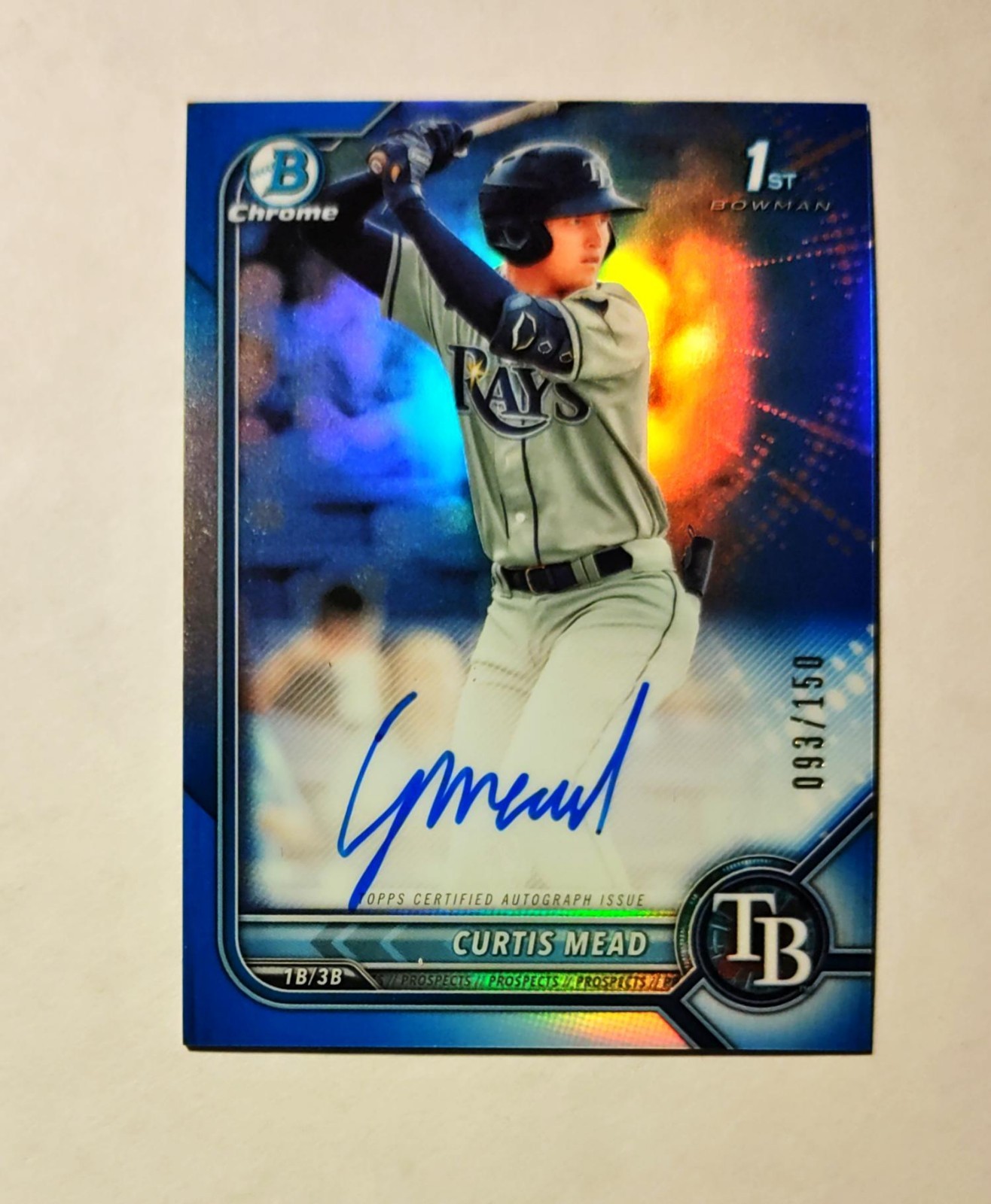 Curtis Mead 2022 1st Bowman Chrome AUTO BLUE REFRACTOR 093/150 White Sox RC M6