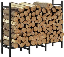 4FT Heavy Duty Outdoor Indoor Firewood Rack Holder for Fireplace Wood Storage