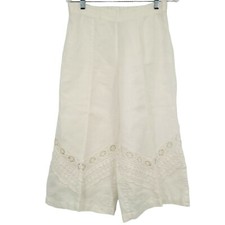 Chico's Women's 100 Linen Pull-On Wide-Leg Cropped Pants White Size 00