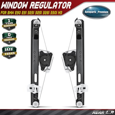 2x Power Window Regulator for BMW E90 E91 325i 328i 330i 335i Rear Left & Right