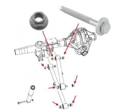 Schrauben Set Längslenker RAM 1500 (Gen.5) mit M16 Gewinde