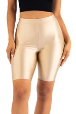 Women's Shiny Biker Shorts Knee Length High Waist Active Dance Yoga Running
