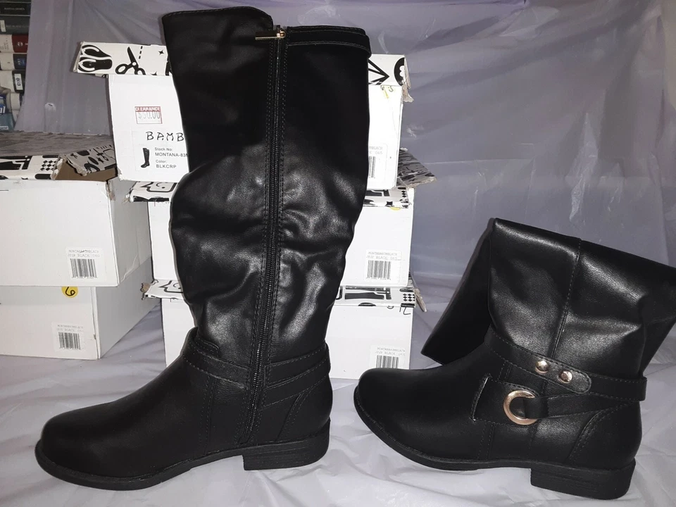 Botas negras Bamboo Montana para mujer talla 6,5 altas con cremalleras en ambos lados ~ #162h Foto 2 de 3