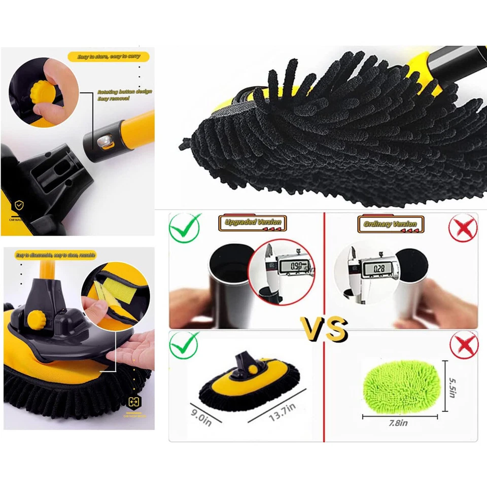 Car Wash Brush Mop with Long Handle Microfiber Cleaning Broom Kit Tool