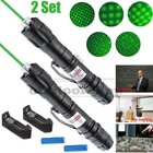 6000Mile Green Laser Pointer 2Pc Adjustable Beam Light Torch Lazer Dot & Battery