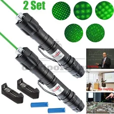 6000Mile Green Laser Pointer 2PC Adjustable Beam Light Torch Lazer Dot & Battery