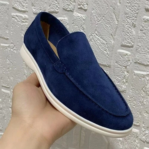 Herren Sommer Freizeit Halbschuhe Kunst Wildleder Slipper Flach Fahren Schuhe Übergröße - Bild 14 von 22